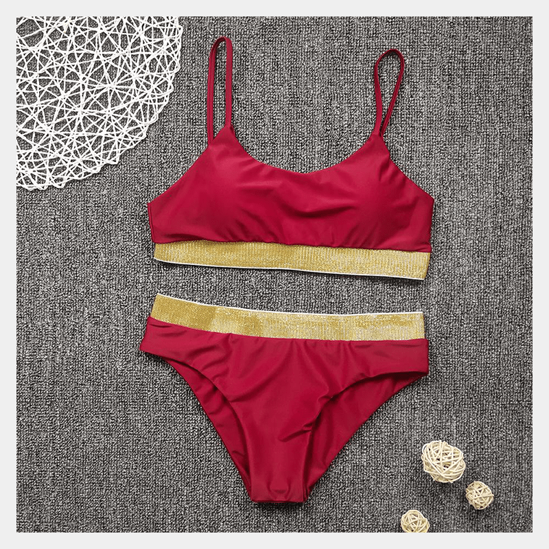 Serenity Metallic Detail High Waist Bikini Swimwear