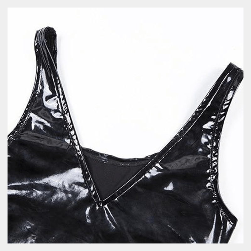 Mckenzie Black Vinyl Bodysuit