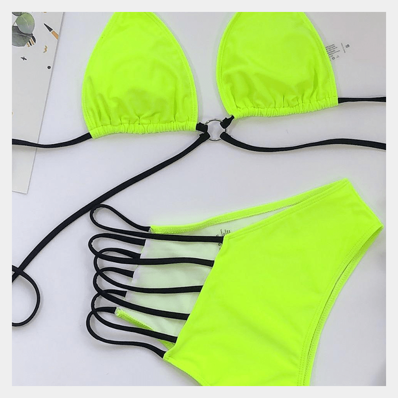 Kinsley Neon Halter Bikini Swimwear