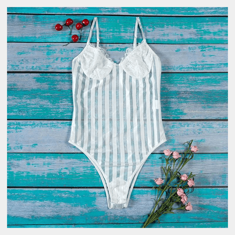 Summer Mesh Stripe Bodysuit