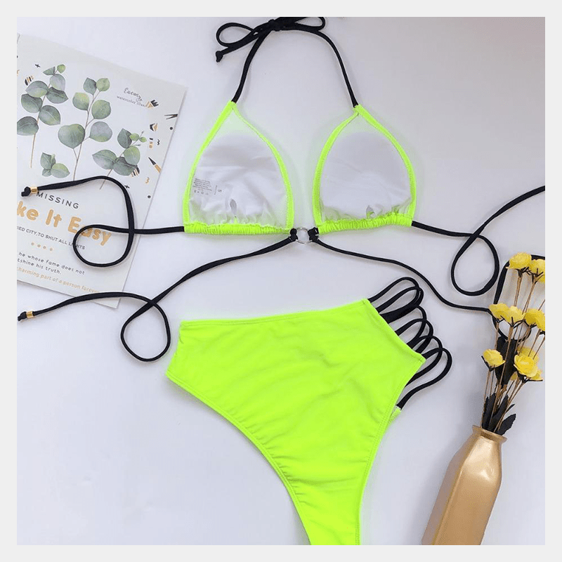 Kinsley Neon Halter Bikini Swimwear