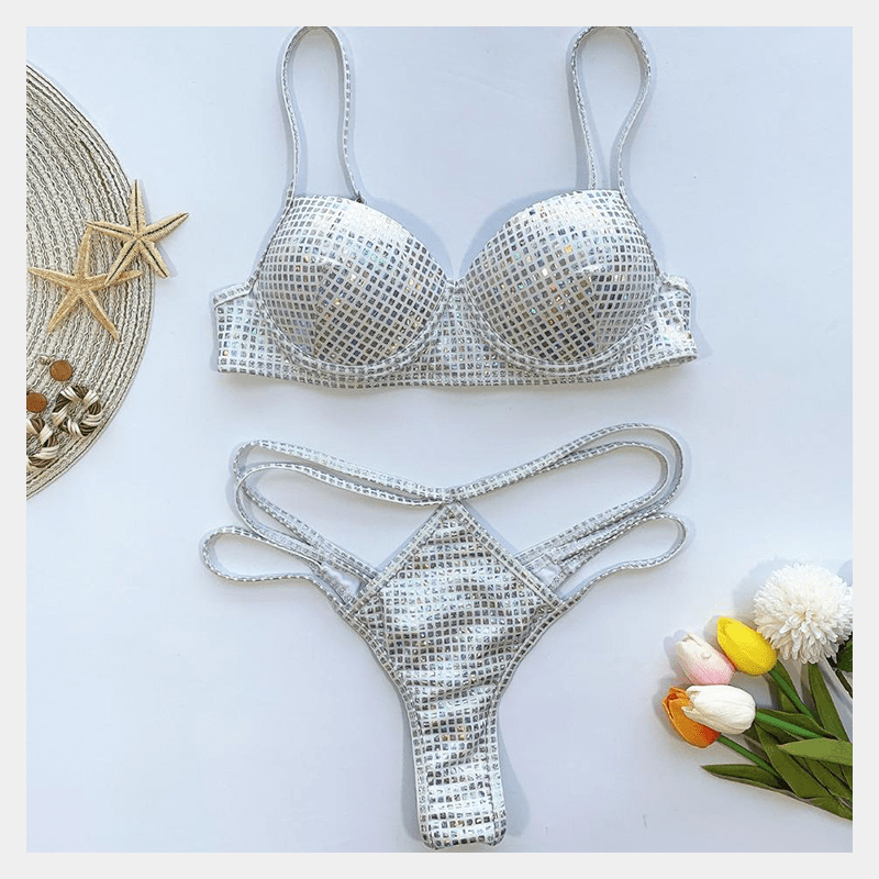 Josephine Sparkly High Cut Bottoms Bikini Swimwear