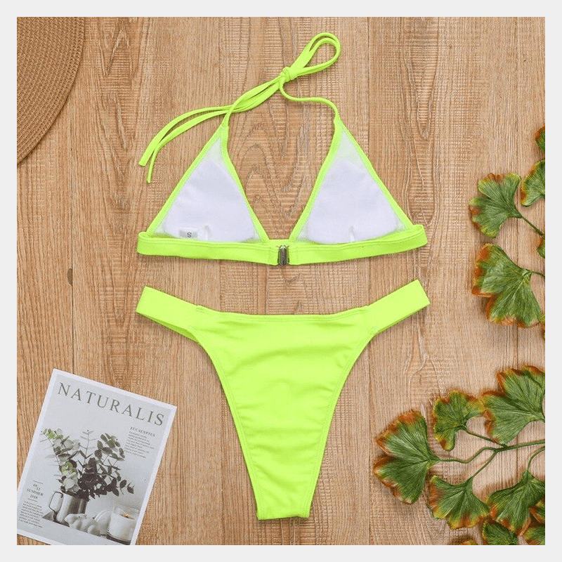 Aurora Neon Green Push Up Bikini Swimwear